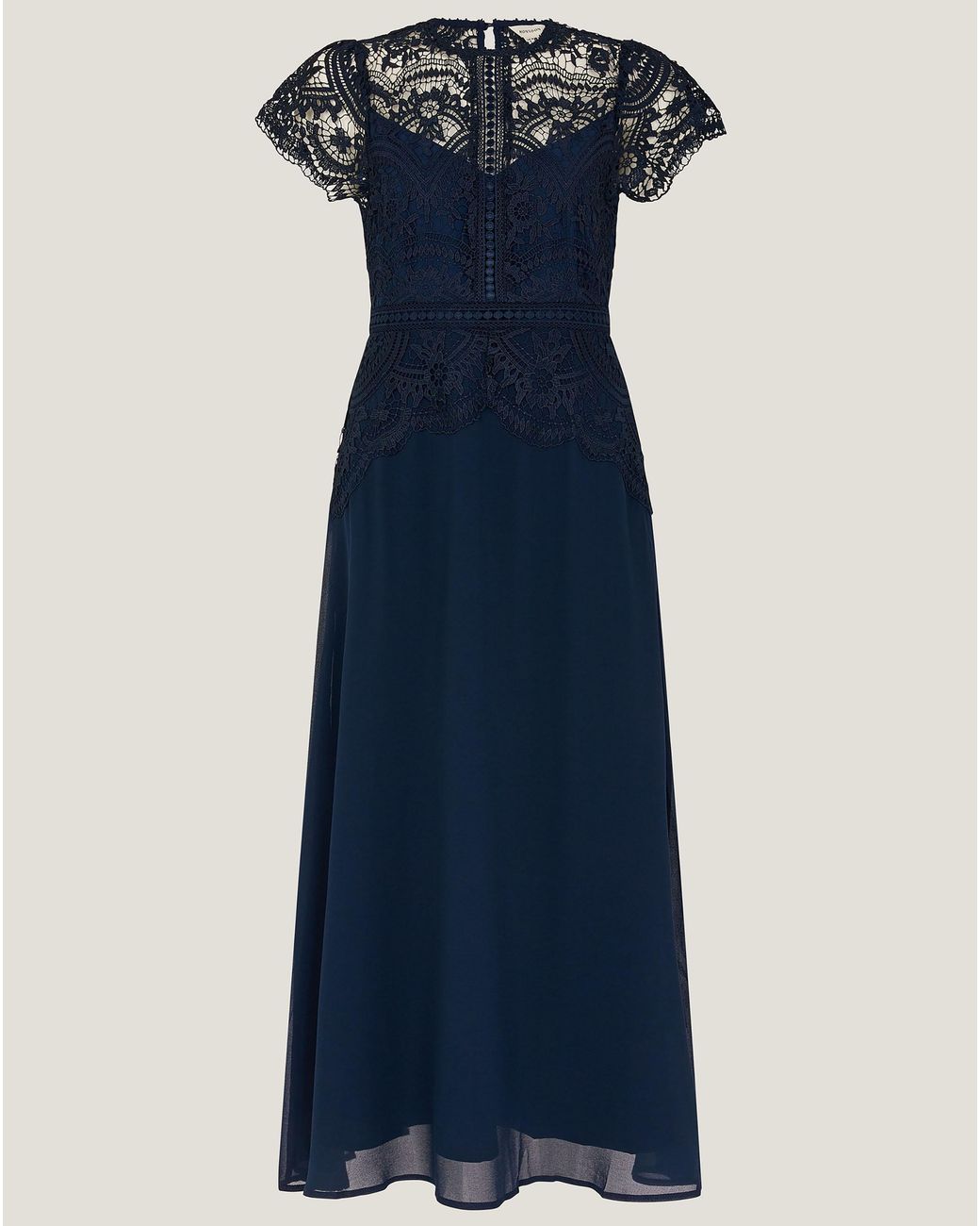 Monsoon Blue Lace Midi Bridesmaid Dress