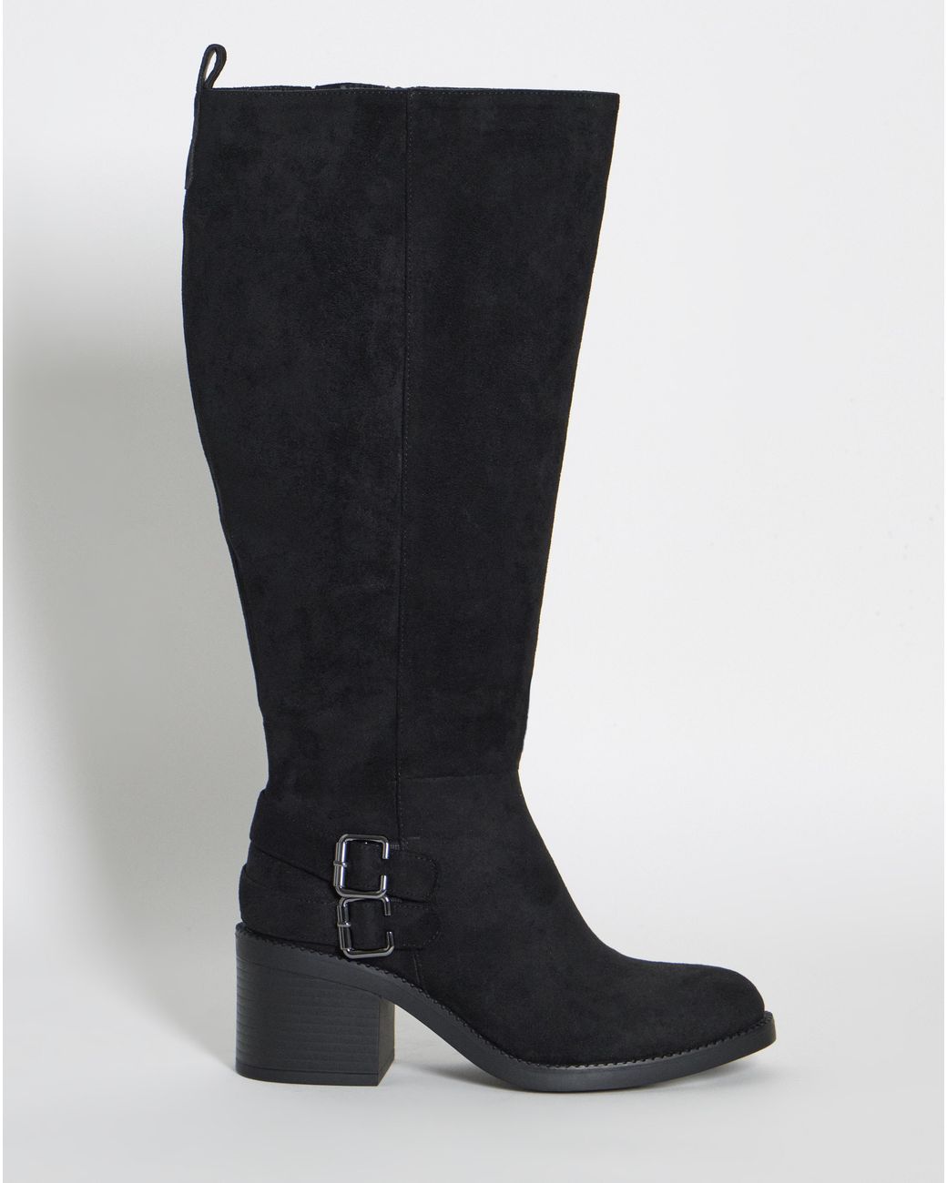 Simply Be Black Block Heel Knee High Boot Ex Wide Sc