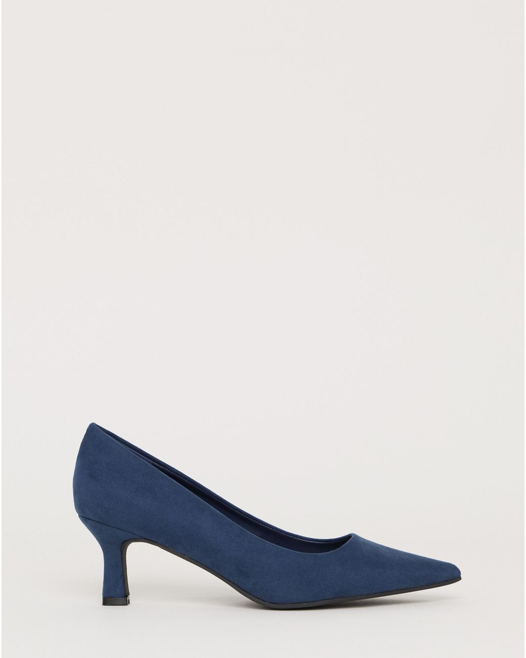 Heavenly Soles Blue Pointed Toe Kitten Heel Shoe Ex Wide