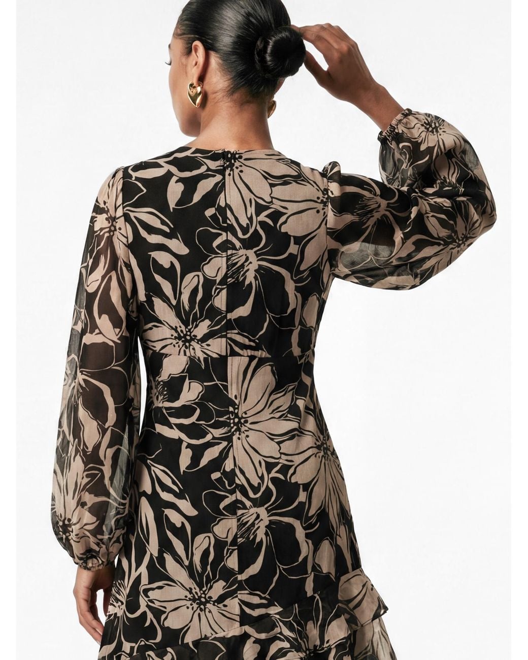 Anaya with love Black Anaya Floral Print Tiered Maxi Dress