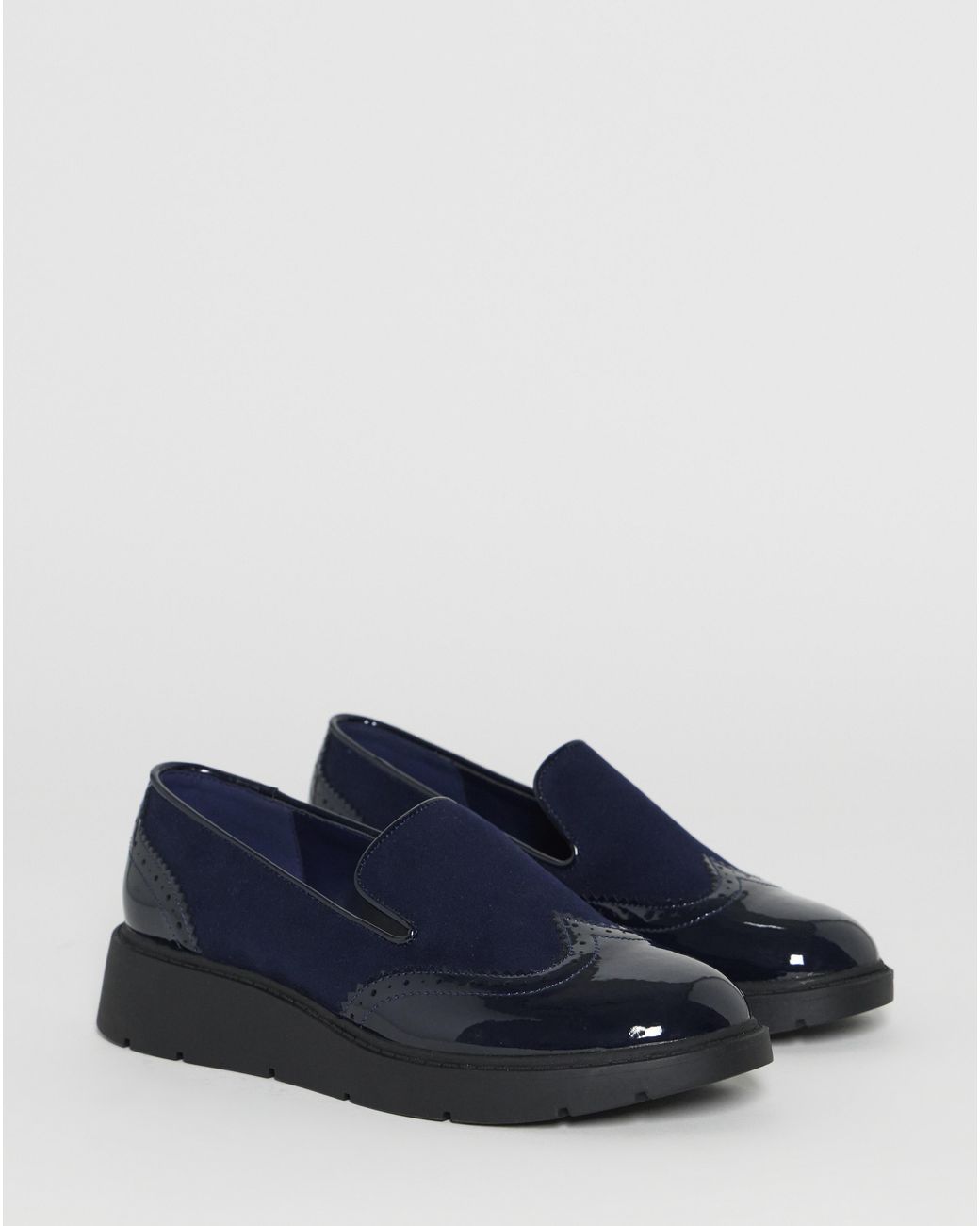 JD Williams White Low Wedge Contrast Loafer Ex Wide