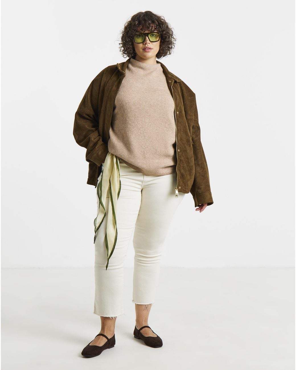 Simply Be Brown Rib Funnel Neck Jumper
