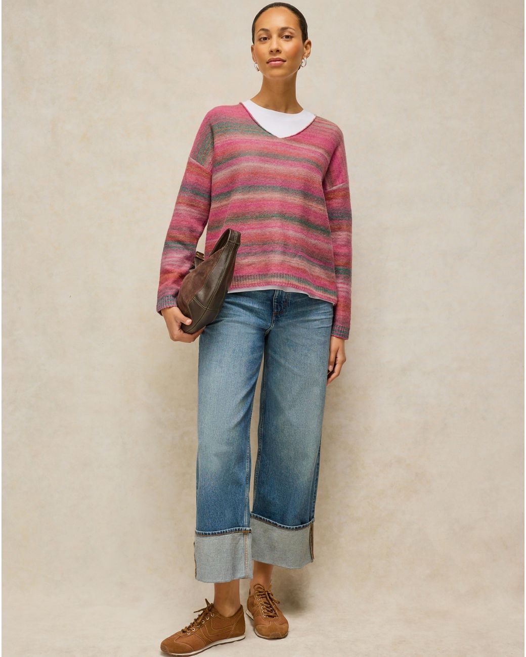 White Stuff Pink Spacedye Jumper