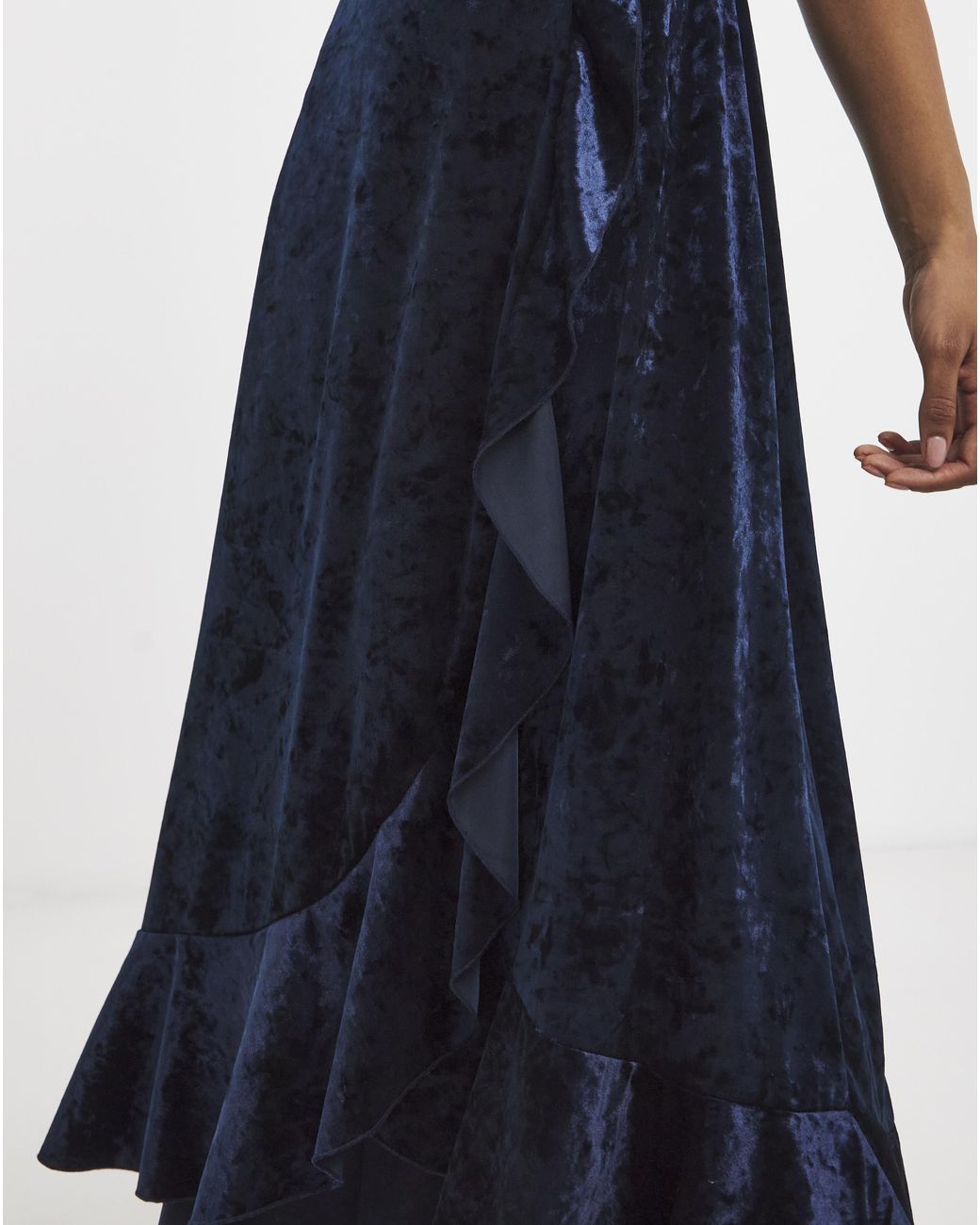 Flounce London Blue Velvet Maxi Dress