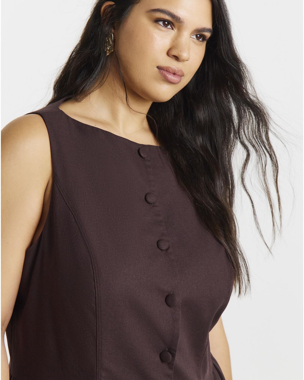 Simply Be Red Linen Boat Neck Midi Dress