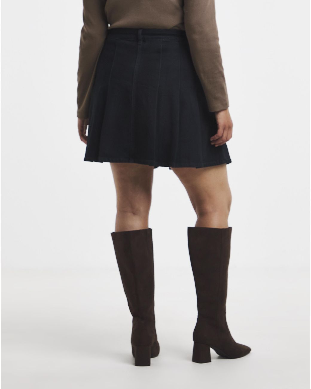 Simply Be Blue Pleated Denim Mini Skirt