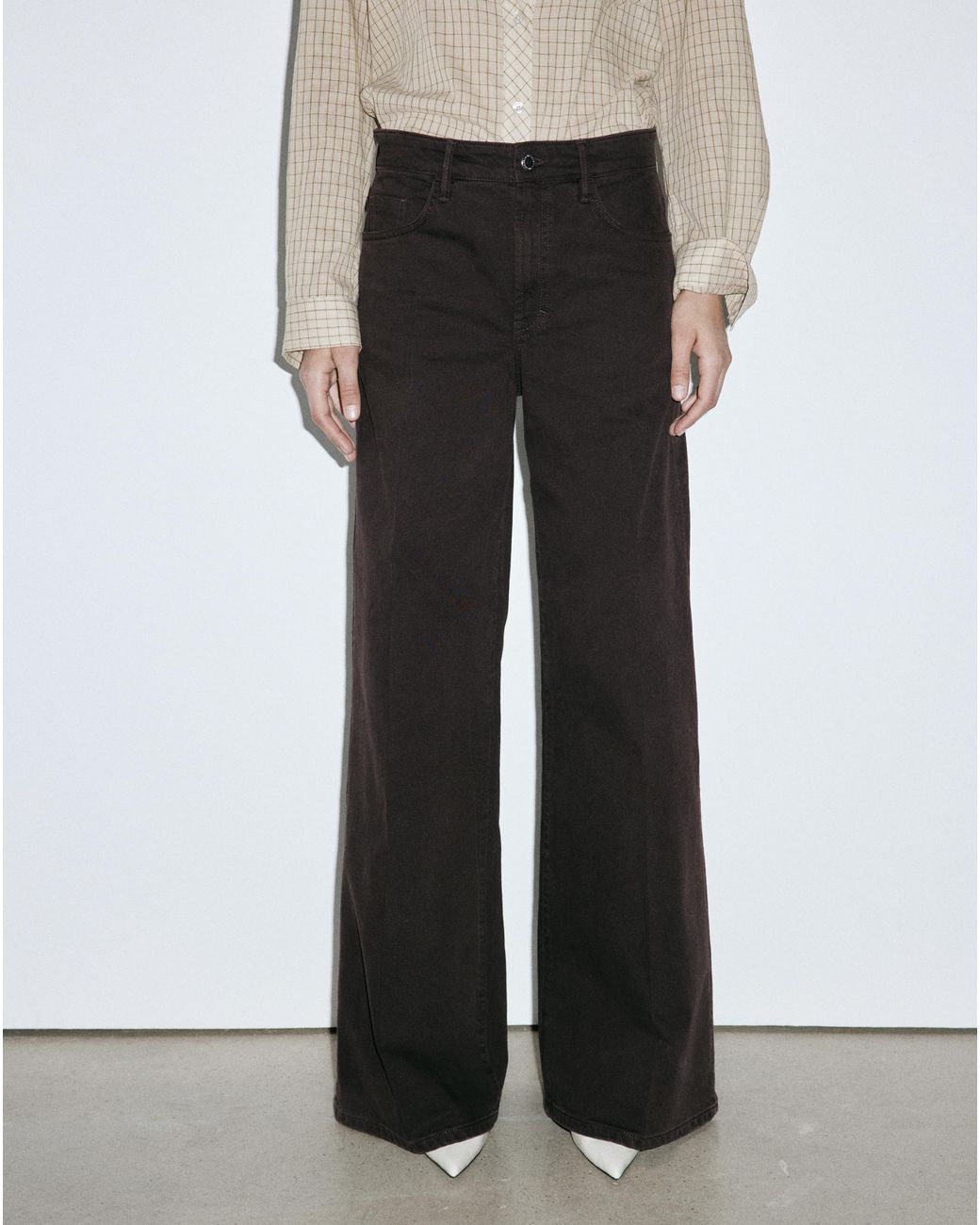 Mango White Elise Wide Leg Jean