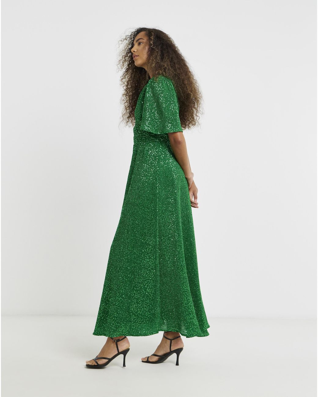Flounce London Green Sequin Maxi Dress