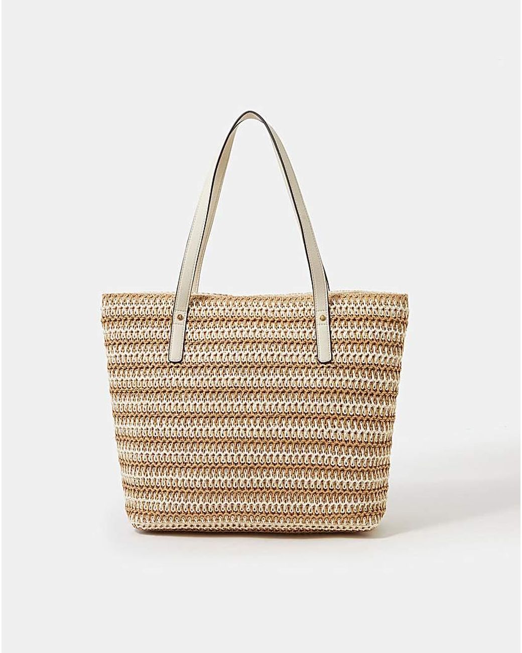 Accessorize Natural Stripe Raffia Shoulder Bag