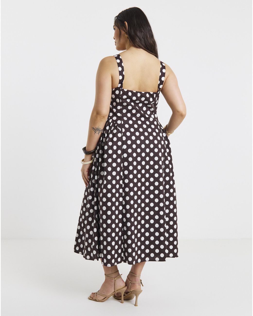 Simply Be White Chocolate Spot Waist Detail Midi Dress