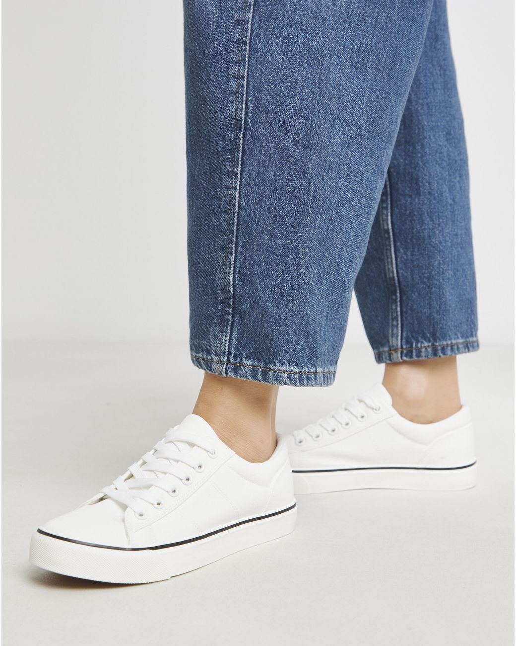 Simply Be Blue Lace Up Canvas Trainer Standard
