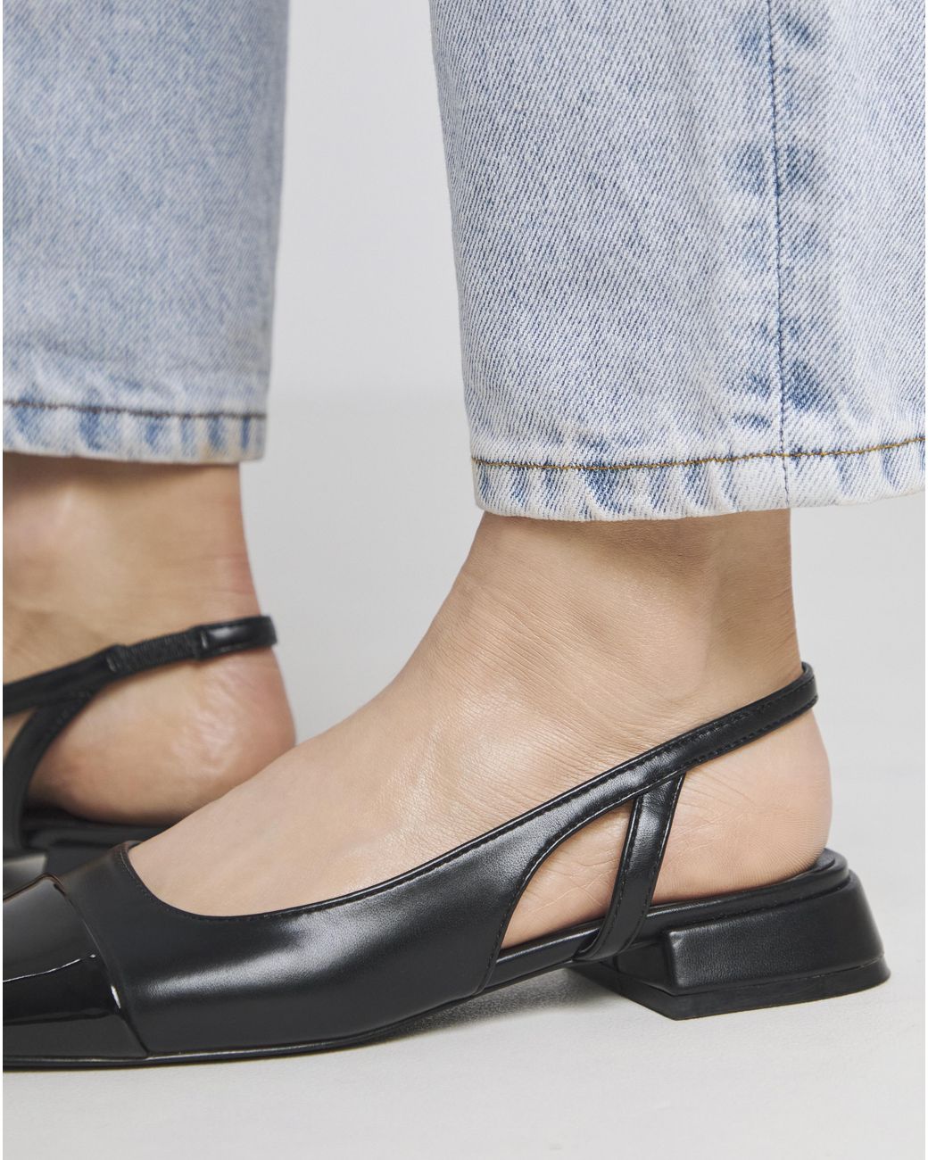 Simply Be Gray Slingback Toe Cap Shoes Wide Fit