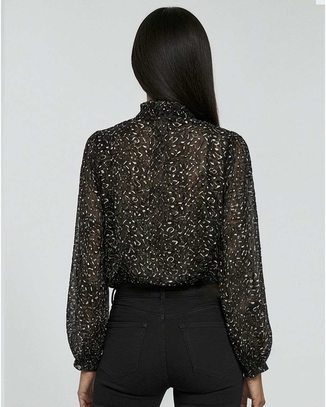Religion Black Pleated Ruffle Shirt