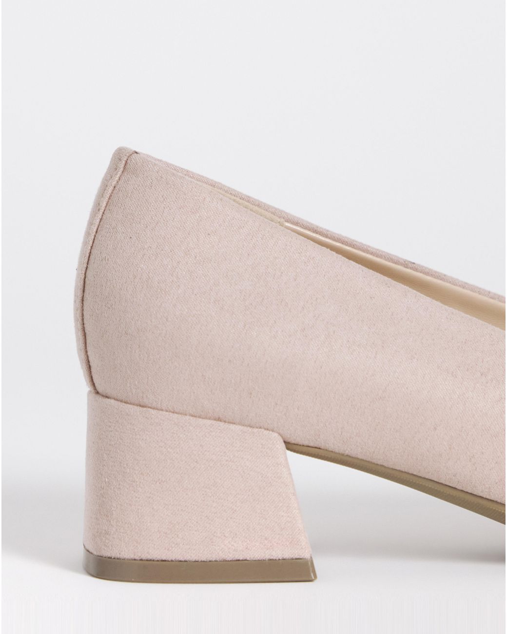 Heavenly Soles Natural Low Block Heel Court Shoes Wide