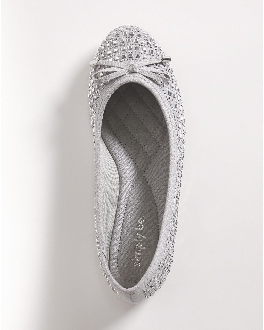 Simply Be White Embellished Ballerina Shoes Wide Fit