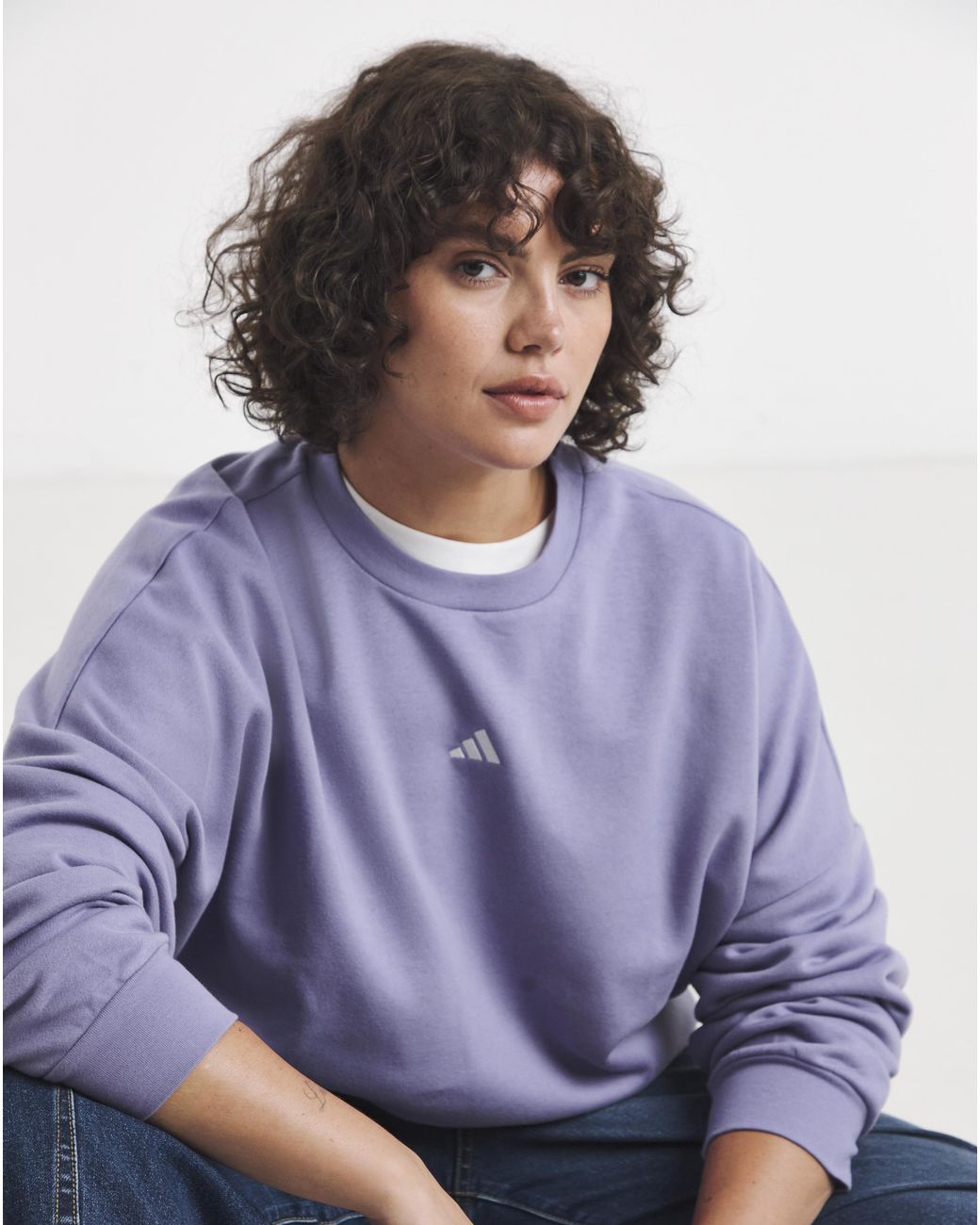 Adidas Purple Essentials Small Logo Sweatshirt