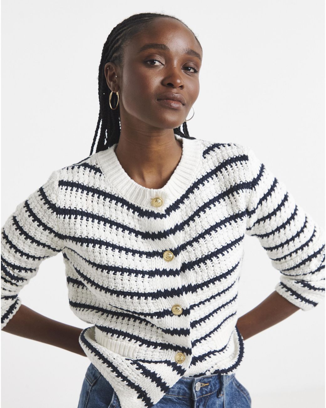 Simply Be Blue Crew Neck Cardigan