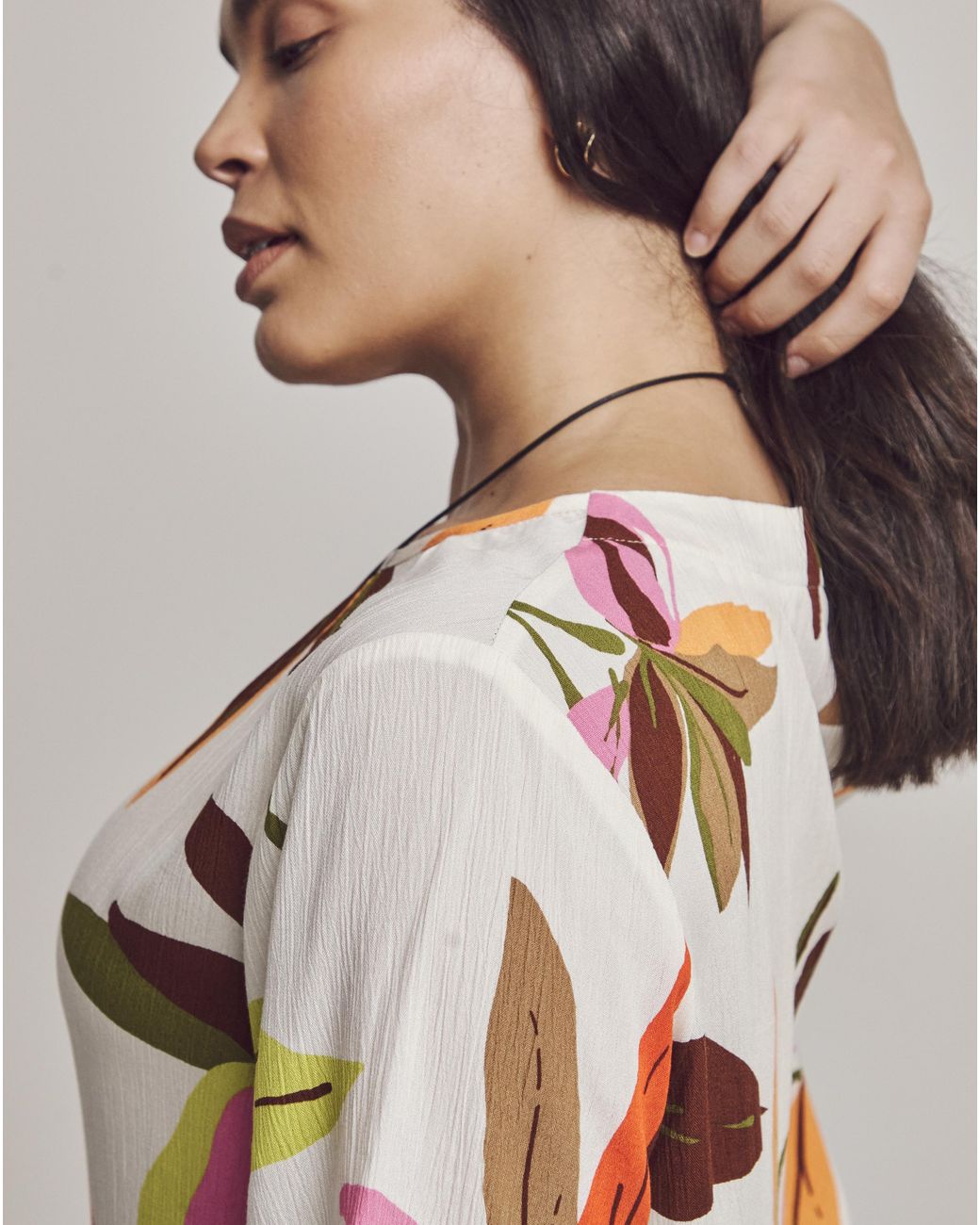 Julipa Brown Printed Crinkle Blouse