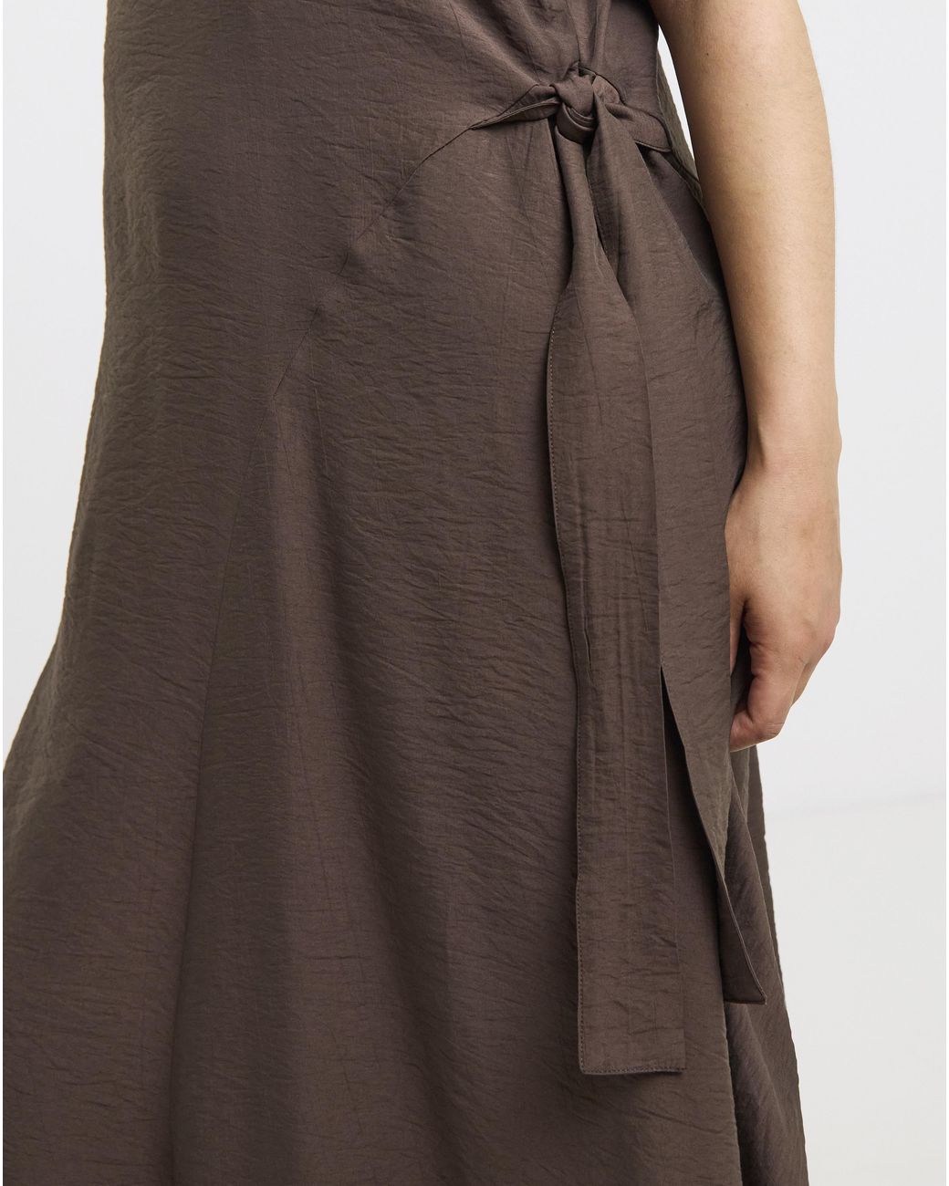 Simply Be Brown Side Tie Midi Dress