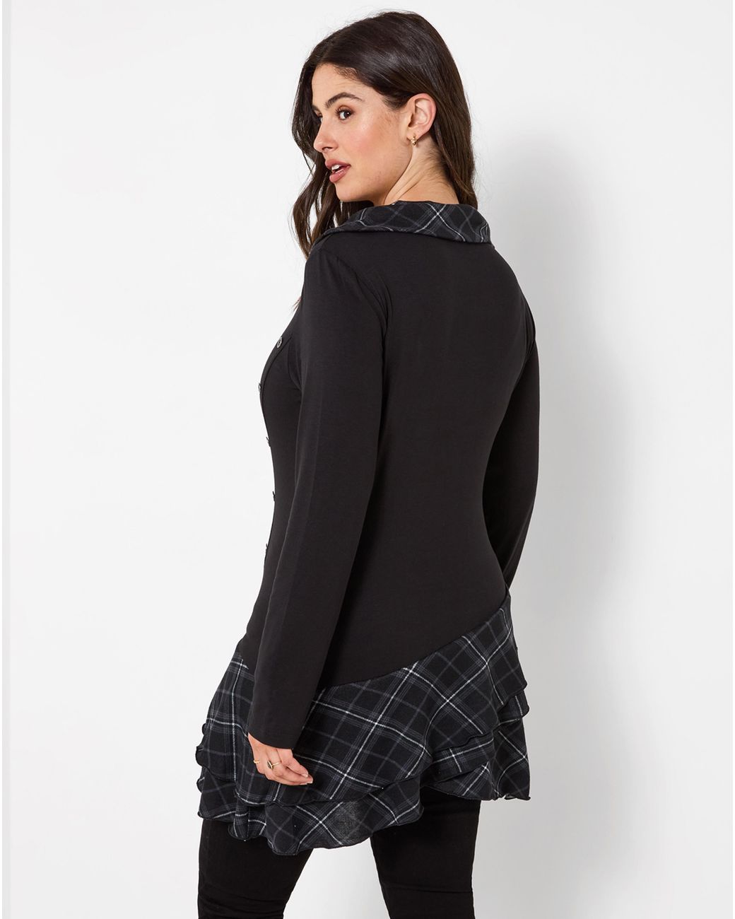 Joe Browns Black Checked Cowl Neck Tunic Top