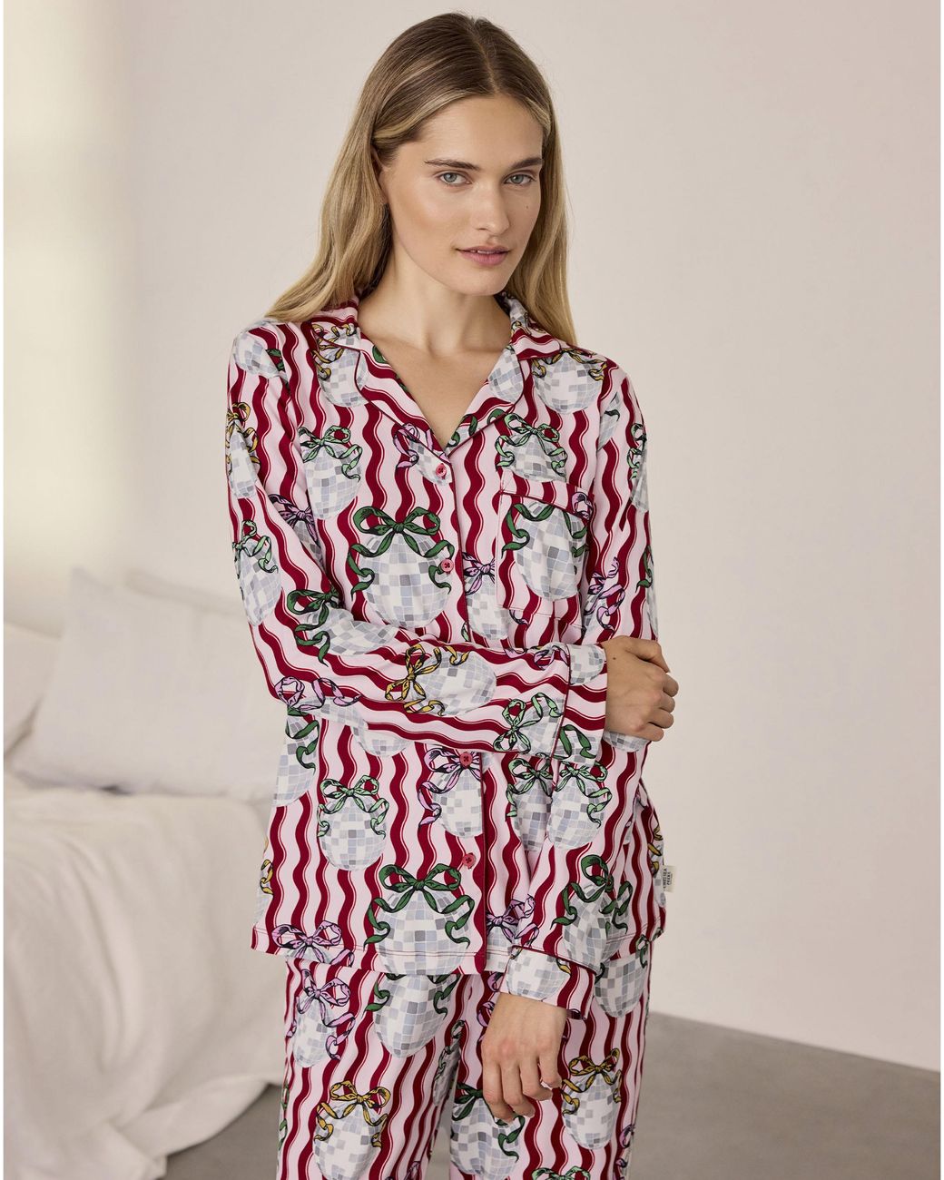 Chelsea Peers Pink Classic Long Button Up Set