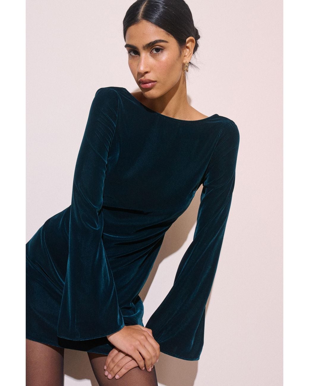 Nobody's Child Blue Joelle Velvet Mini Dress