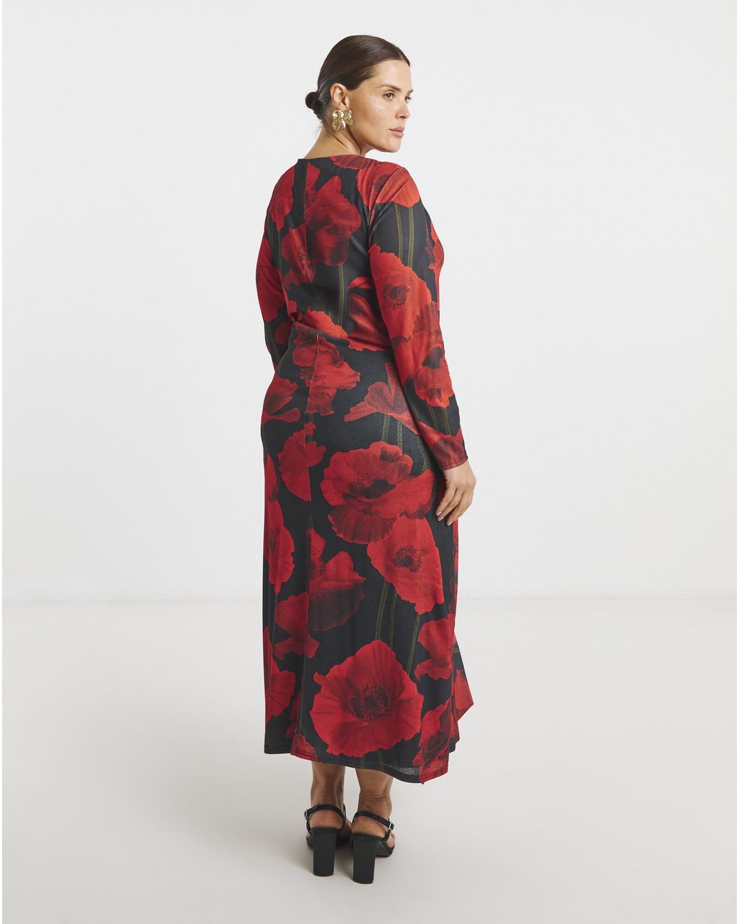 Simply Be Red Mesh Buckle Detail Midi Dress