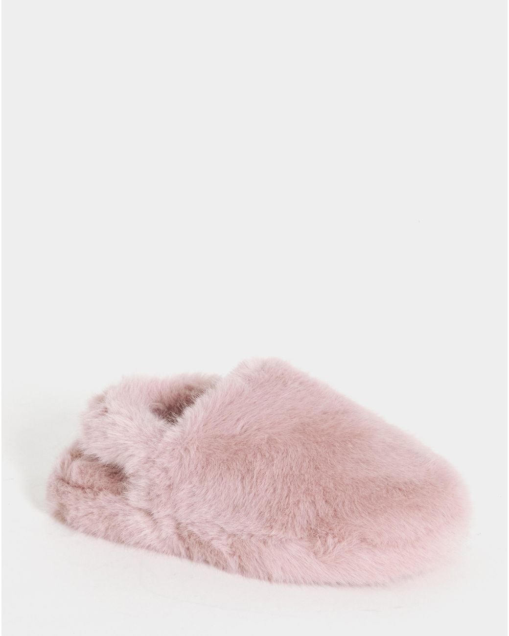 Simply Be Pink Fluffy Slingback Slipper Extra Wide