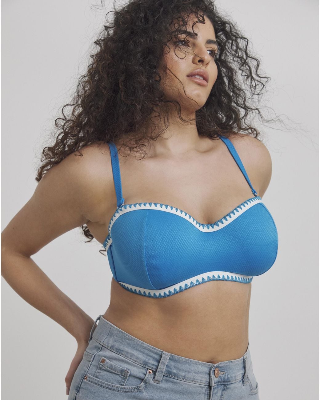 Figleaves Blue Frida Bandeau Bikini Top