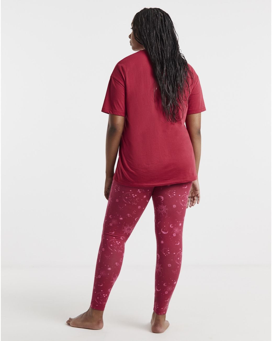 Simply Be Red Celestial Burgundy 2 Pack Legging Pj Set