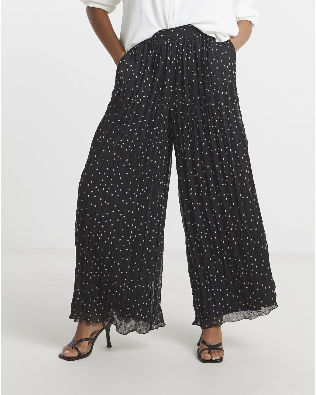 Joanna Hope White Crinkle Wide Leg Trousers