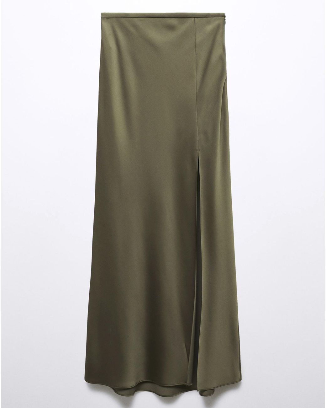Mango Green Split Satin Maxi Skirt