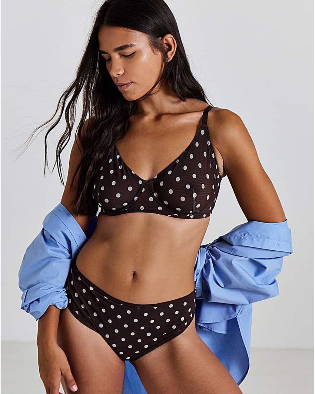 Pretty Secrets Blue Polka Dot Mesh Brief