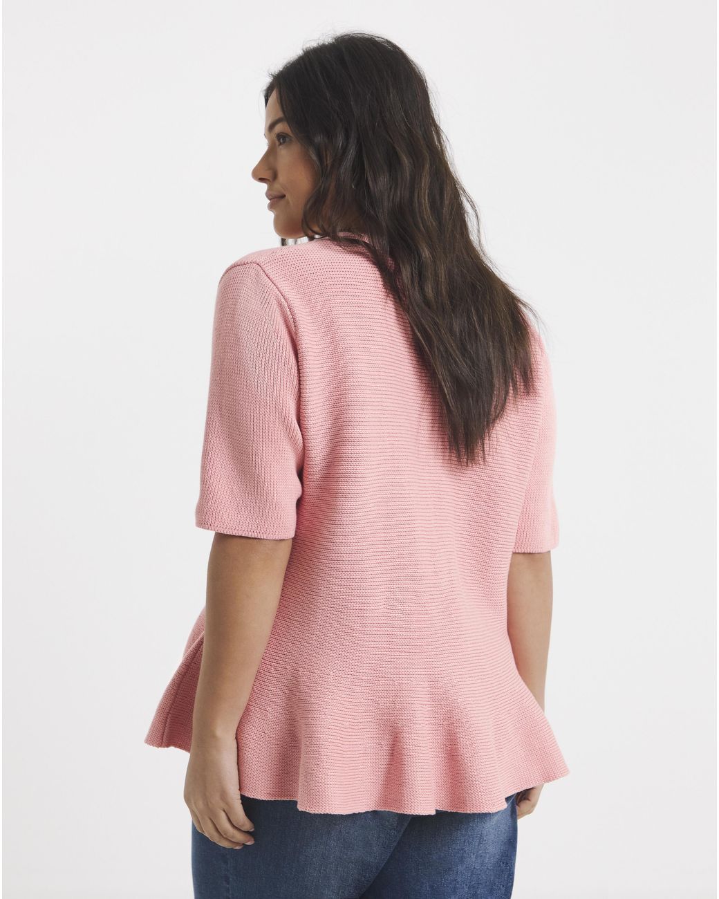Simply Be Pink Short Sleeve Peplum Cardigan