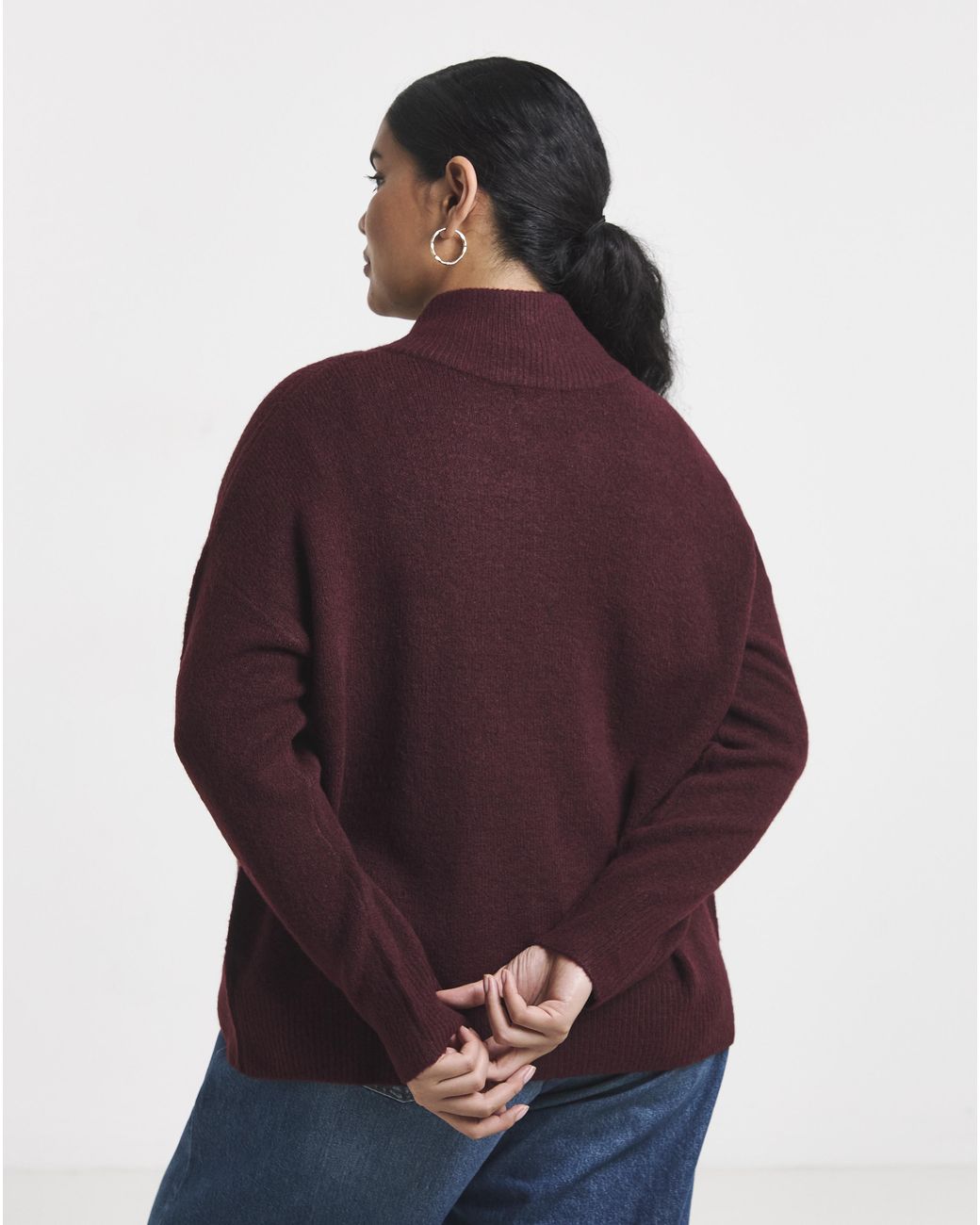 Simply Be Red Zip Through Funnel Neck