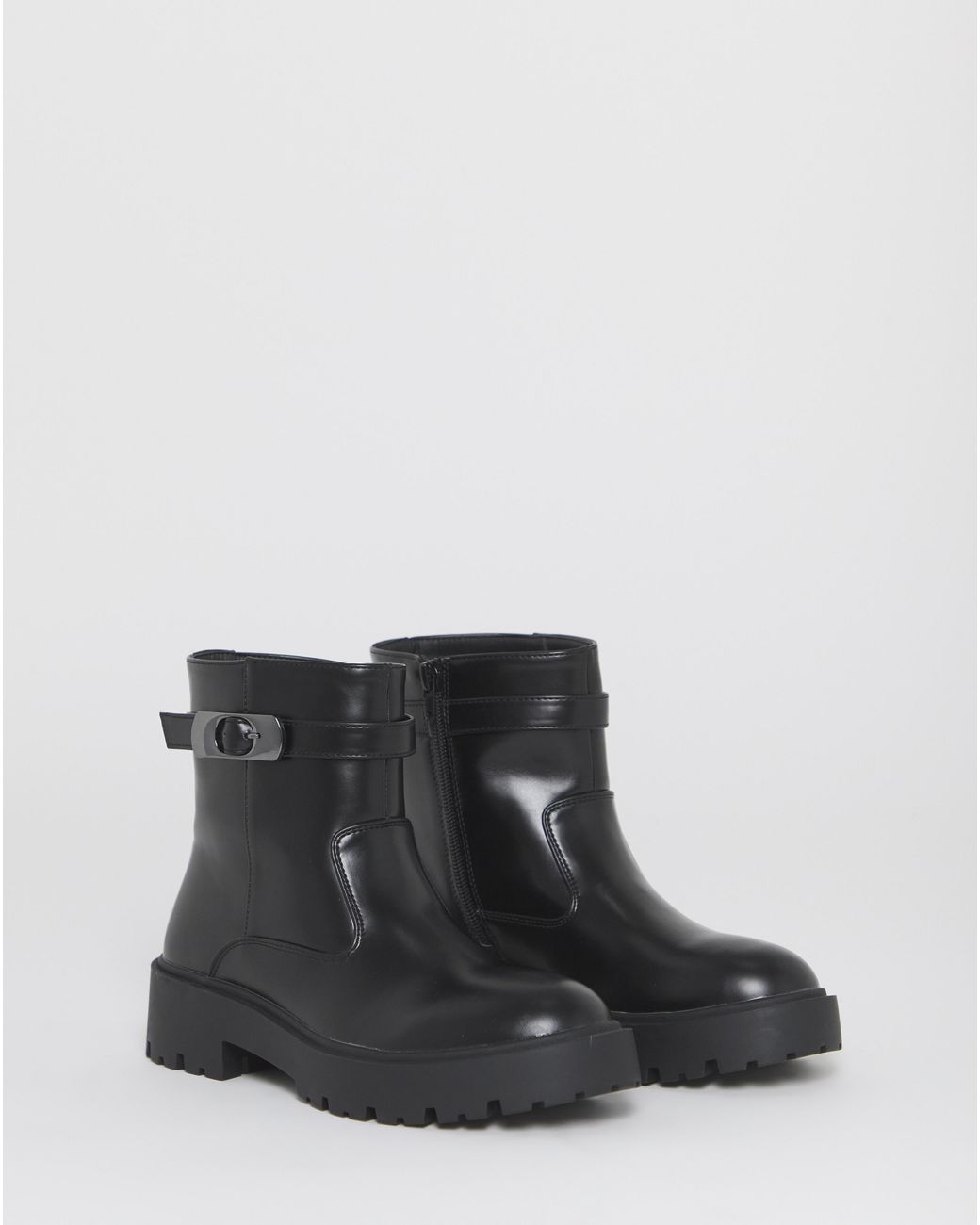 Simply Be Black Chunky Ankle Boot Extra Wide