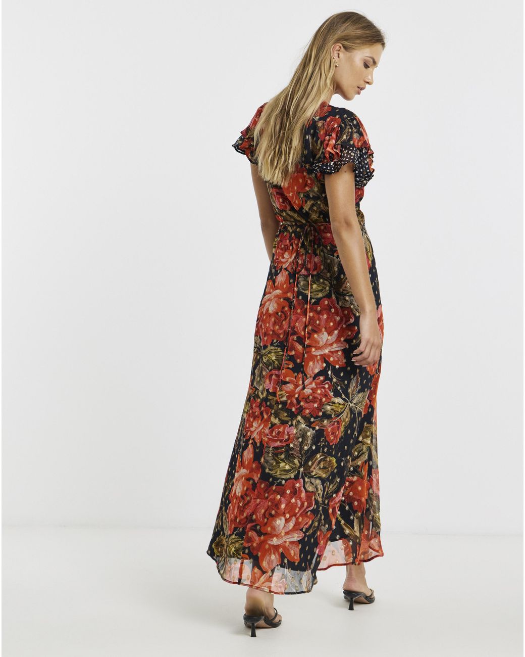 Hope & Ivy Red Ffion Wrap Maxi Dress
