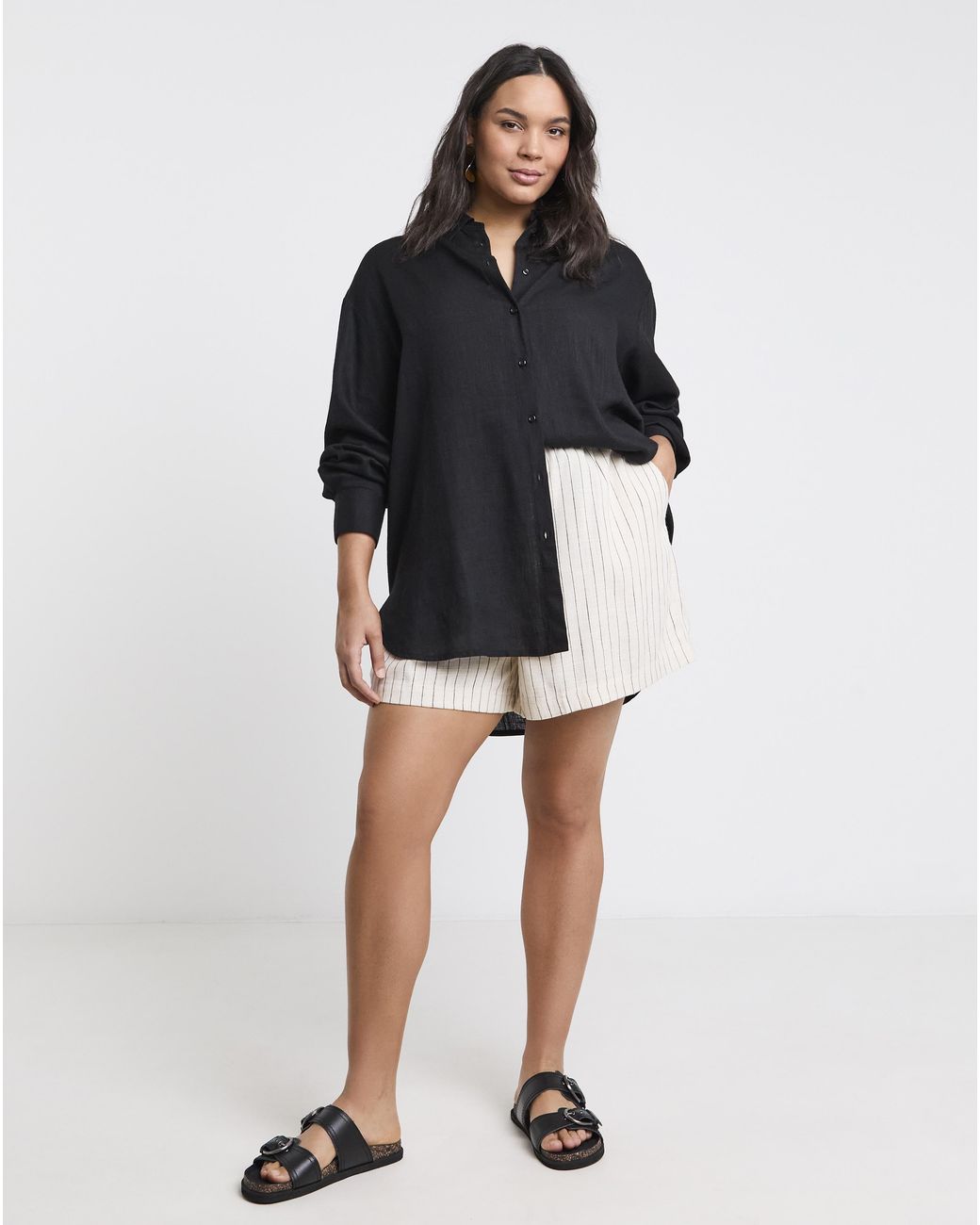 Simply Be Blue Linen Mix Shirt
