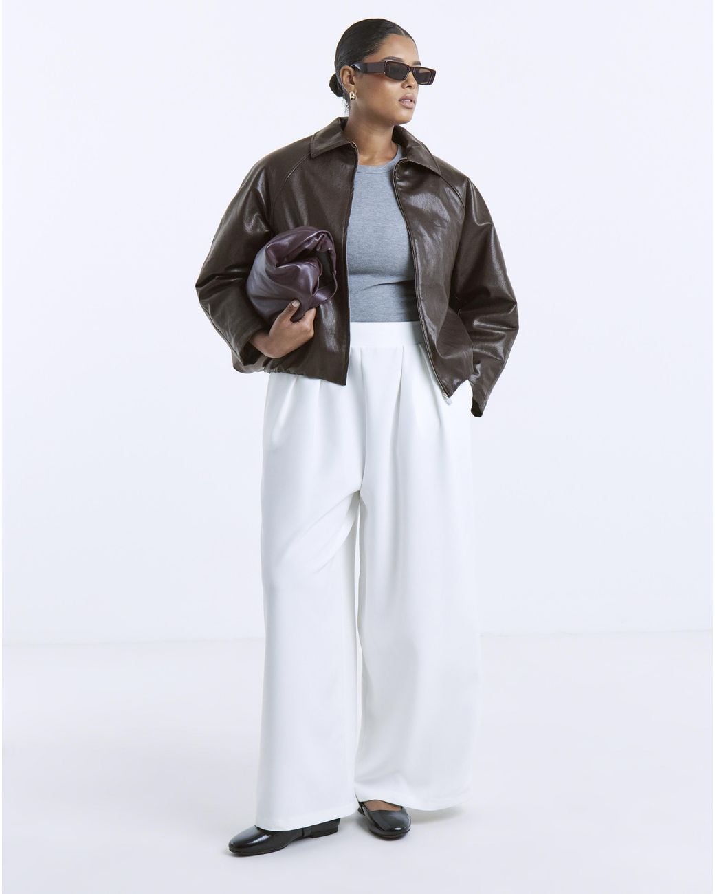 Simply Be Blue Bubble Hem Faux Leather Jacket