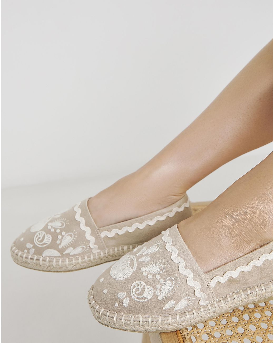 Simply Be Natural Textile Espadrille Shoe Ex Wide