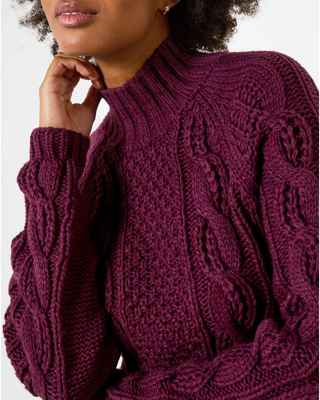 Joe Browns Purple Freya Cable Knit Jumper