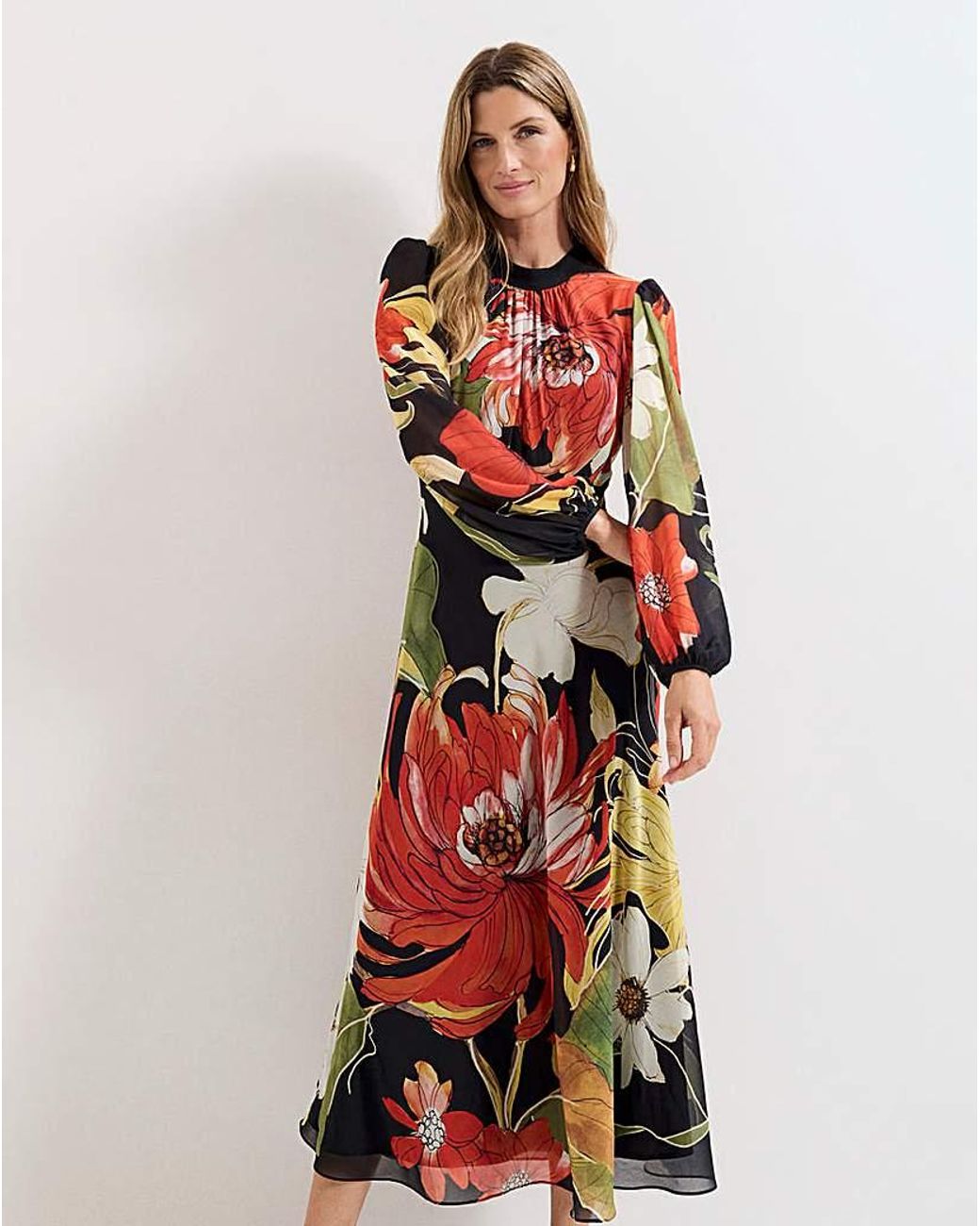 Phase Eight Red Eve Floral Printed Dress