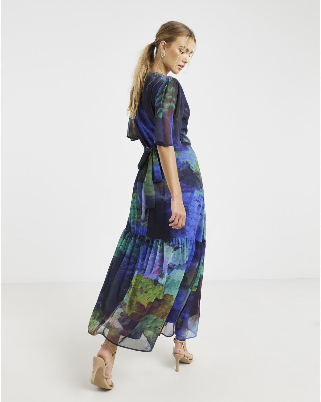 Hope & Ivy Blue Jacqueline Wrap Maxi Dress