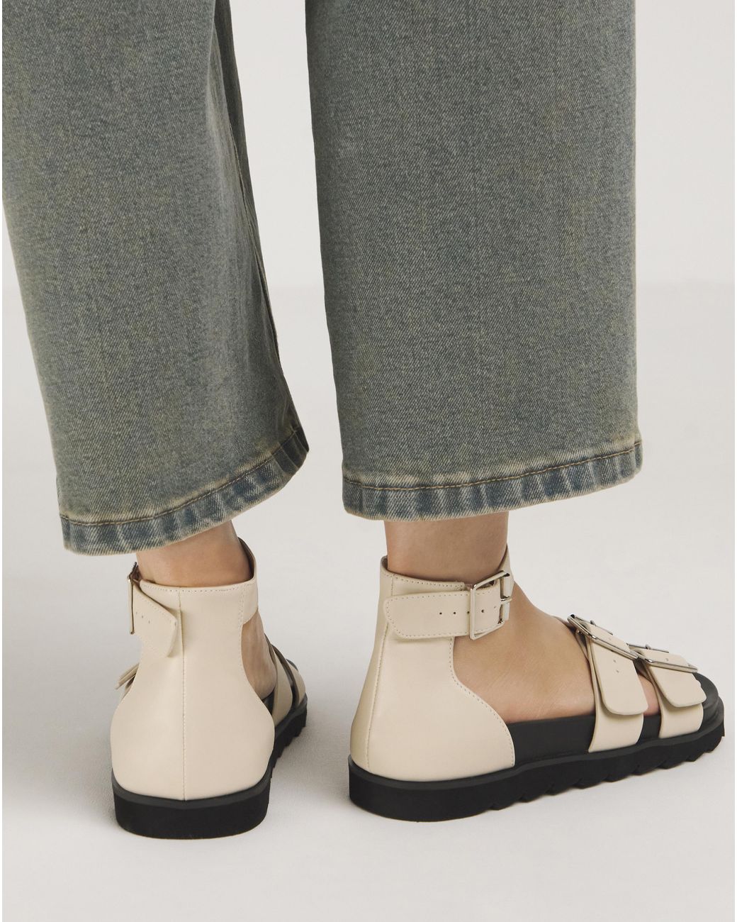 Simply Be Gray Footbed Two Strap Sandal Ex Wide