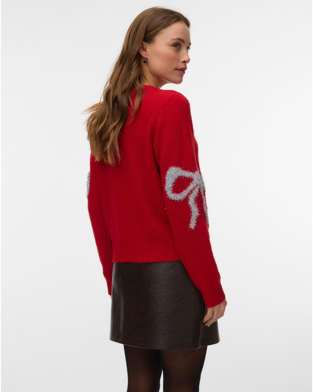 Vero Moda Red Sparkle Bow Cardigan