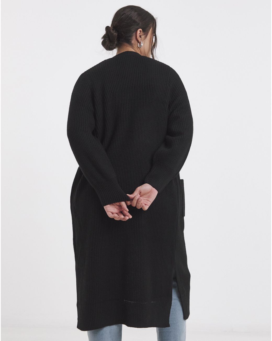 Simply Be Blue Fisherman Rib Longline Cardigan