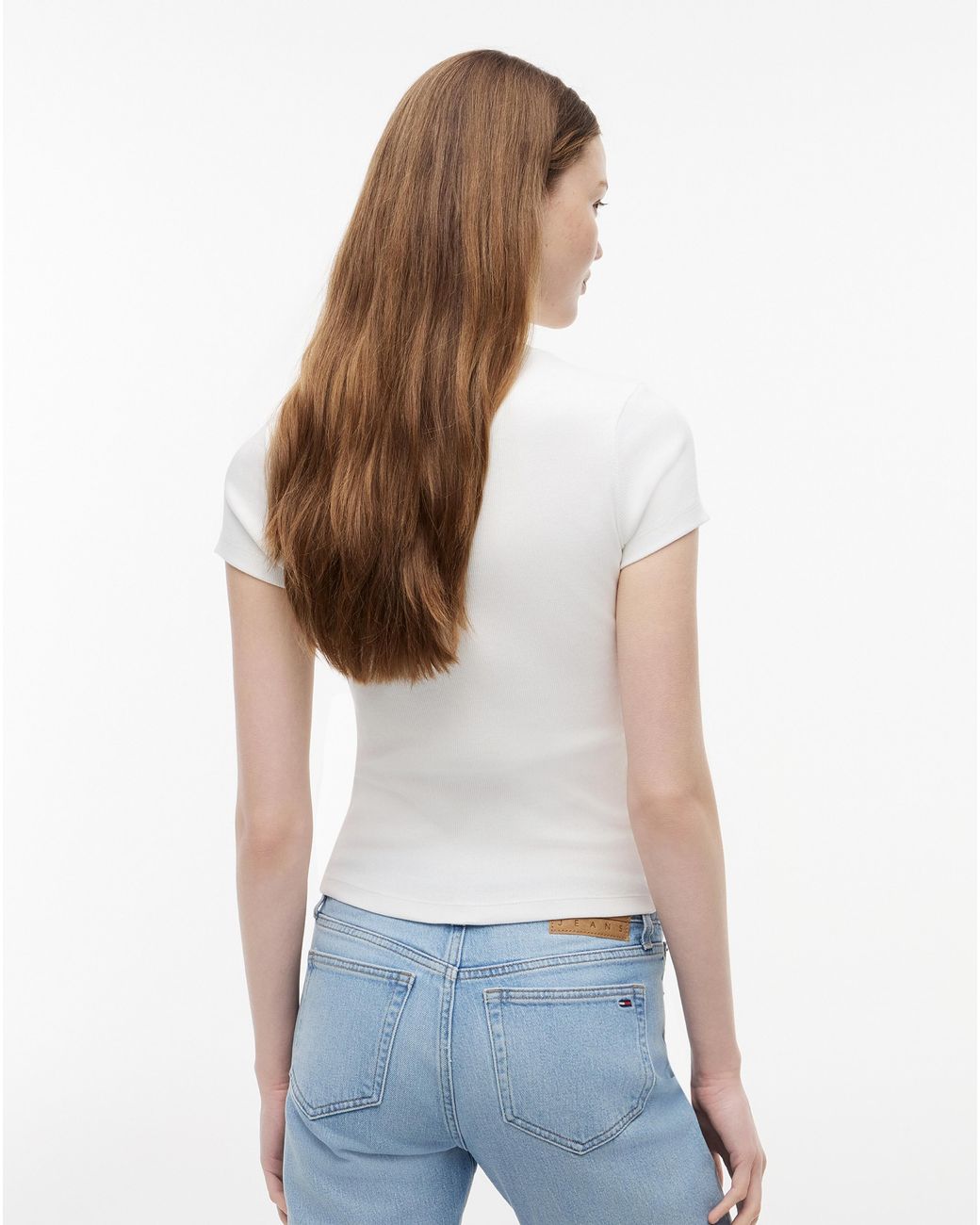 Simply Be White Tommy Jeans Slim Logo Rib Tee