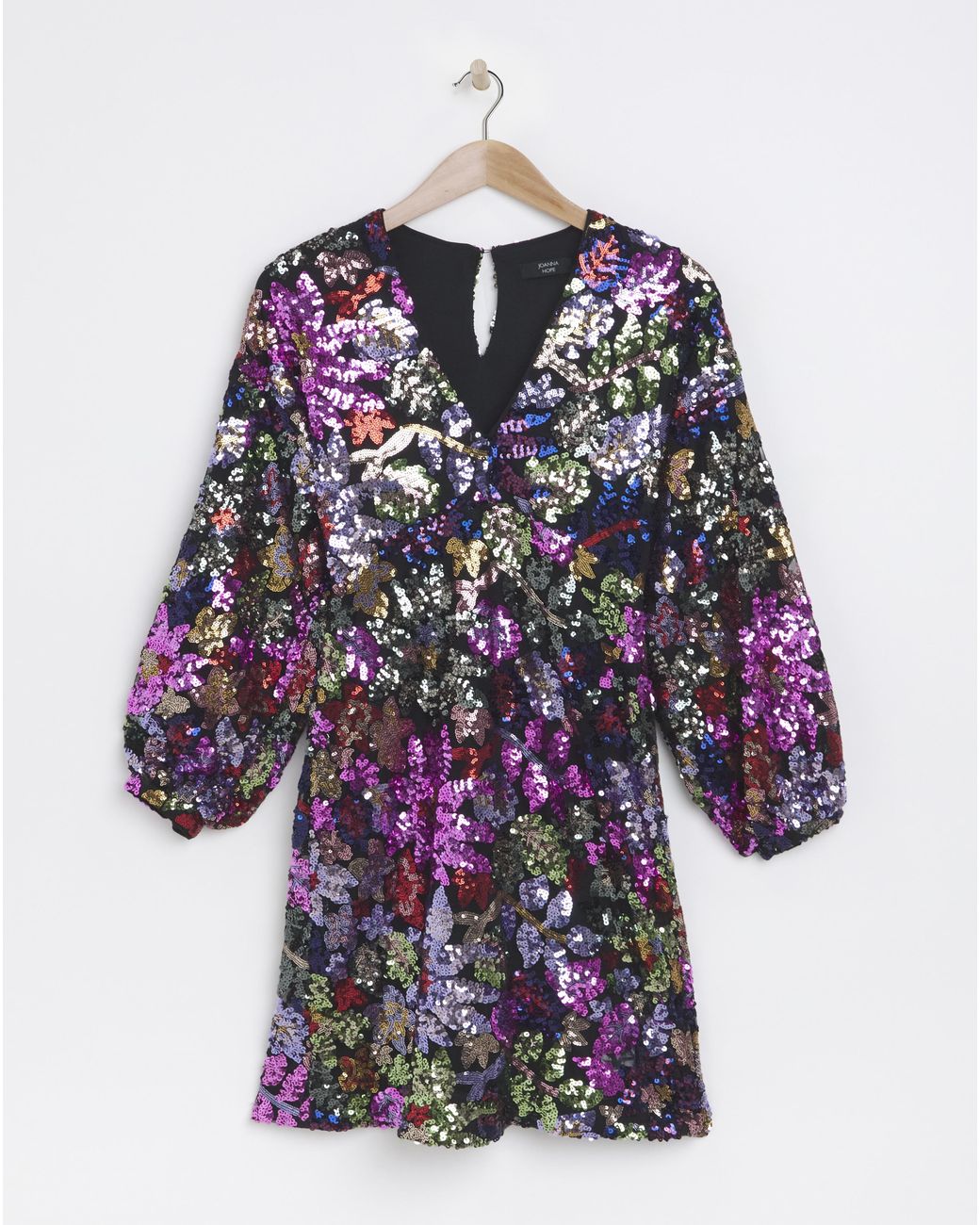 Joanna Hope Multicolor Sequin Tie Neck Dress