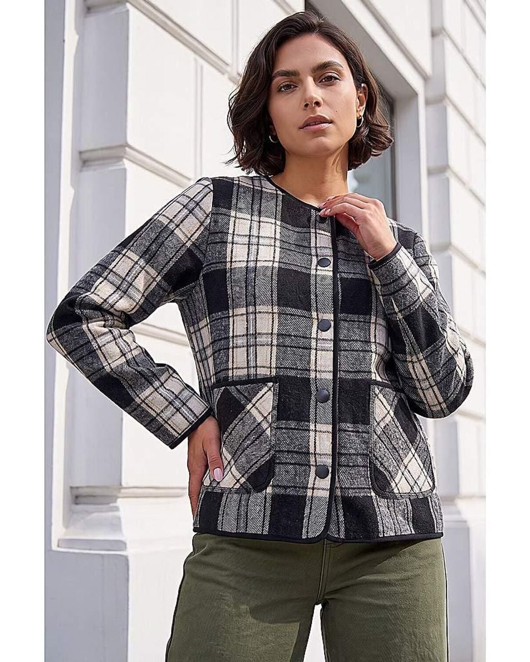 Roman Gray Roman Check Buttoned Throw On Jacket