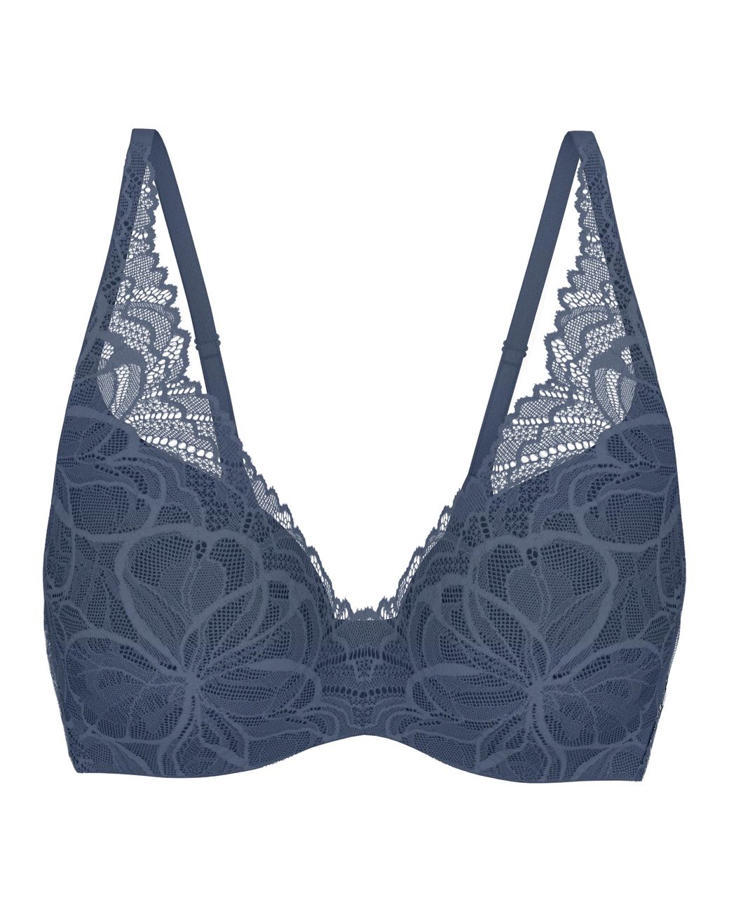 Triumph Blue Illusion Lace Plunge Bra